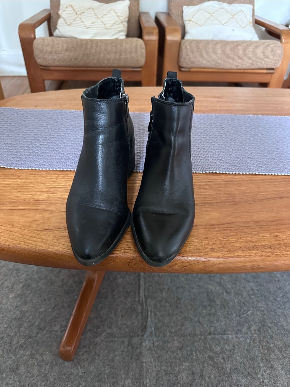 Franco Sarto Black Leather Ankle Boots – Women’s Size 10